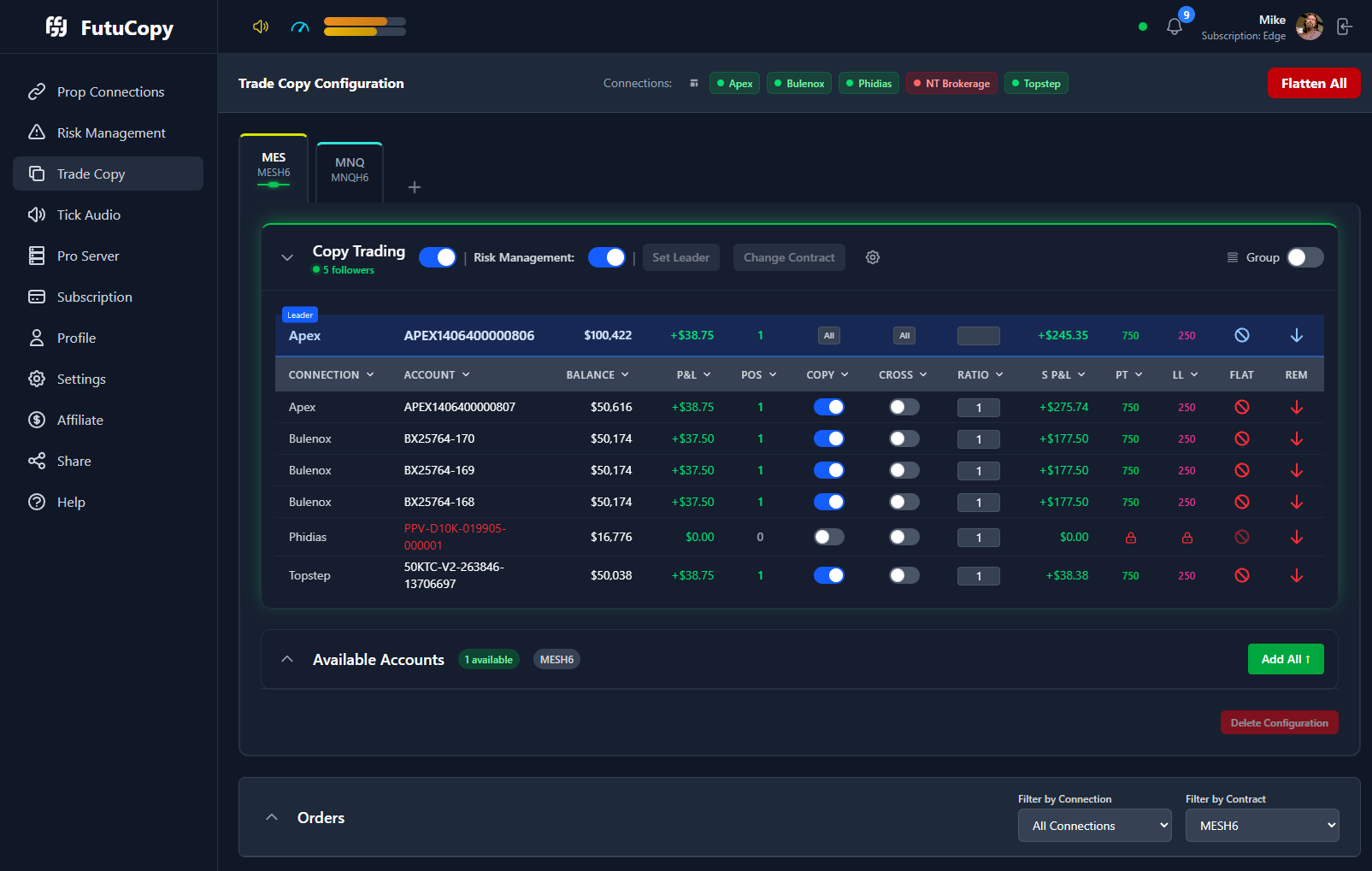 Account Configuration Dashboard
